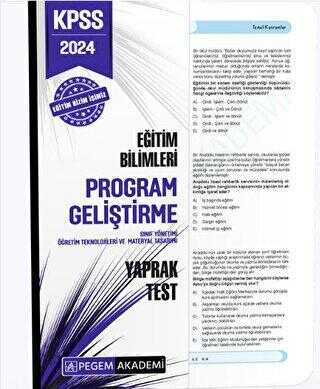 Pegem Akademi Yayıncılık 2024 KPSS Eğitim Bilimleri Program Geliştirme Yaprak Test