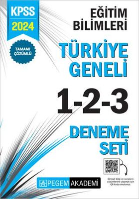 Pegem Akademi Yayıncılık 2024 KPSS Eğitim Bilimleri Tamamı Çözümlü Türkiye Geneli 1-2-3 3`lü Deneme Seti
