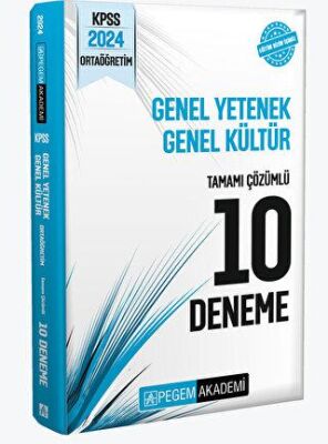 Pegem Akademi Yayıncılık 2024 KPSS Genel Yetenek Genel Kültür Ortaöğretim Tamamı Çözümlü 10 Deneme - 1