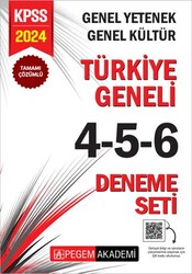 Pegem Akademi Yayıncılık 2024 KPSS Genel Yetenek Genel Kültür Tamamı Çözümlü Türkiye Geneli 4-5-6 3`lü Deneme Seti - Pegem Akademi Yayıncılık