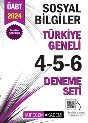 Pegem Akademi Yayıncılık 2024 KPSS ÖABT Sosyal Bilgiler Tamamı Çözümlü Türkiye Geneli 4-5-6 3`lü Deneme Seti - 1