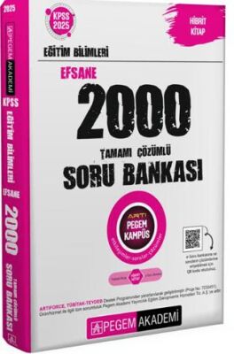 Pegem Akademi Yayıncılık 2025 KPSS Eğitim Bilimleri Tamamı Çözümlü Efsane 2000 Soru Bankası - 1