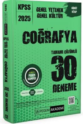 Pegem Akademi Yayıncılık 2025 KPSS Genel Yetenek Genel Kültür Coğrafya Tamamı Çözümlü 30 Deneme - 1