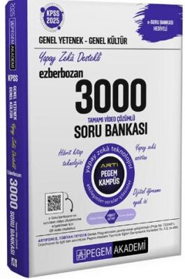 Pegem Akademi Yayıncılık 2025 KPSS Genel Yetenek Genel Kültür Ezberbozan 3000 Tamamı Çözümlü Soru Bankası - 1