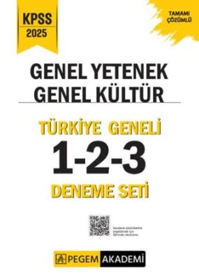 Pegem Akademi Yayıncılık 2025 KPSS Genel Yetenek Genel Kültür Tamamı Çözümlü Türkiye Geneli 1-2-3 3`lü Deneme Seti - 1