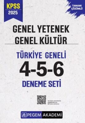 Pegem Akademi Yayıncılık 2025 KPSS Genel Yetenek Genel Kültür Tamamı Çözümlü Türkiye Geneli 4-5-6 3`lü Deneme Seti - 1
