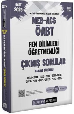 Pegem Akademi Yayıncılık 2025 MEB-AGS-ÖABT Fen Bilimleri Öğretmenliği Tamamı Çözümlü Çıkmış Sorular - 1