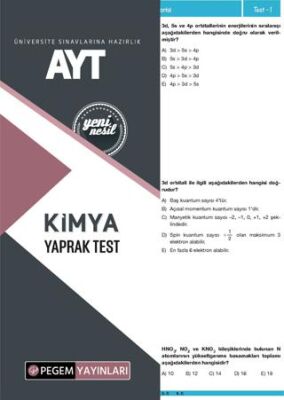 Pegem Akademi Yayıncılık AYT Kimya Yaprak Test - 1