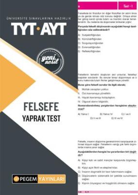 Pegem Akademi Yayıncılık Tyt-Ayt Felsefe Yaprak Test - 1