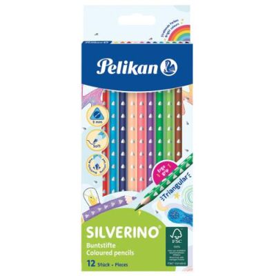 Pelikan Silverino Üçgen Kuru Boya Kalemi 12li - 1