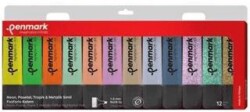 Penmark Fosforlu Kalem 12 Li Asetat Karışık Renk 6 Pastel + 6 Simli - Penmark