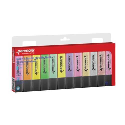 Penmark Fosforlu Kalem 12 Li Karışık Renk 4 Neon-4 Pastel-4 Simli