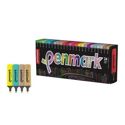 Penmark Fosforlu Kalem 24 Lü Süper Kutu 6 Neon+6 Pastel+6 Tropik+6 Simli