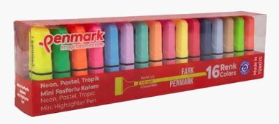 Penmark Mini Fosforlu Kalem 16 Lı Neon+Pastel+Tropik - 1