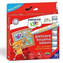 Pensan Kidz Temizlenebilir 8 Renk Pencere Markör Kalem - Pensan