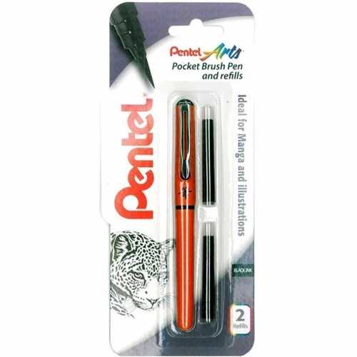 Pentel Fırça Kalem Seti Yedekli Turuncu