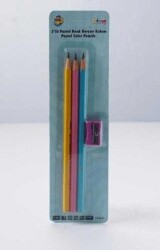 Pigui Pastel Renk Kurşun Kalem 3 Kalem + 1 Kalemtraş Set - Pigui