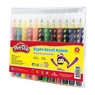 Play-Doh 12 Renk Üçgen Fırça Uçlu Kalem Plastik Kutu