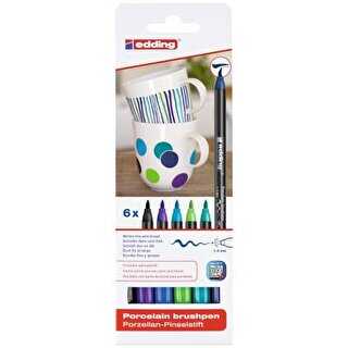 Edding 4200 Porselen Kalemi 6Lı Set Karışık Soğuk Renkler