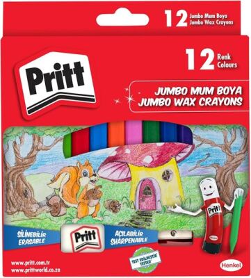 Pritt Pastel Boya Jumbo Üçgen Silinebilir 12 Renk - 1