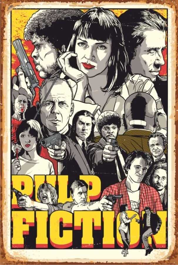 Pulp Fiction Retro Vintage Ahşap Poster