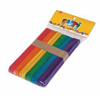 Puti Ahşap Büyük Çubuk Renkli 50 Adet - 1