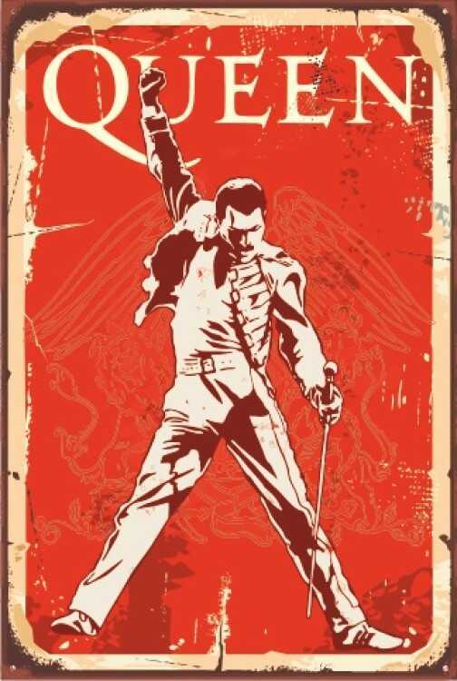 Queen Freddie Mercury Retro Vintage Ahşap Poster