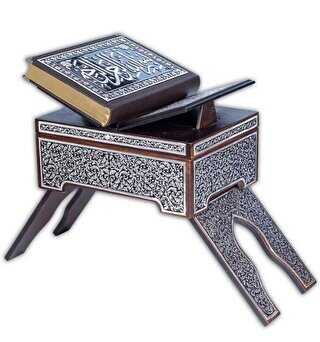 Rahleli Kanat Sandıklı Siyah Kaplama Gümüş Kur`an-ı Kerim Orta Boy - 1