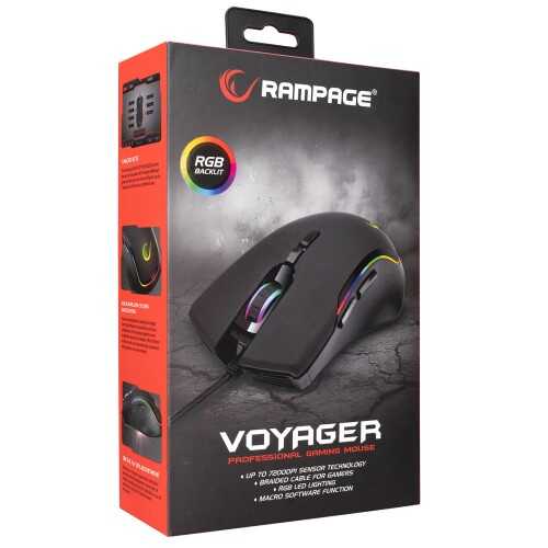 Rampage SMX-R27 VOYAGER Usb RGB Işıklı Makrolu 1200-2400-4800-7200dpi Gaming Oyuncu Mouse