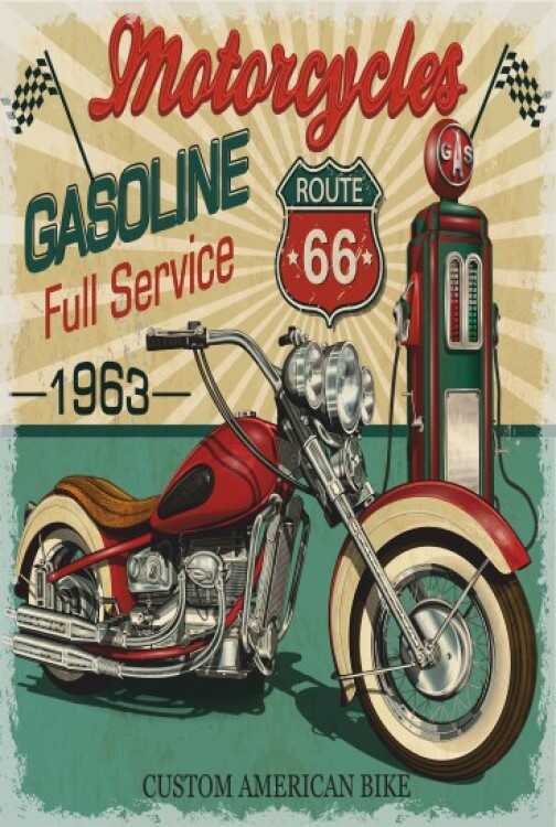 Retro Motor Retro Vintage Ahşap Poster