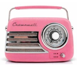 Retro Tasarımlı Bluetooth FM Radyo Pembe - Crownwell