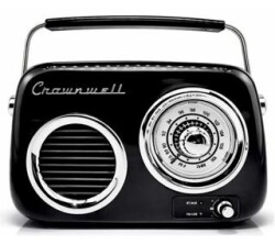Retro Tasarımlı Bluetooth FM Radyo Siyah - Crownwell