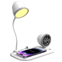 S-link SL-CW21 Beyaz Telefon Uyumlu Fast Şarj 15W Ayarlanabilir Led Işıklı LCD Ekran Double Alarmli - S-link