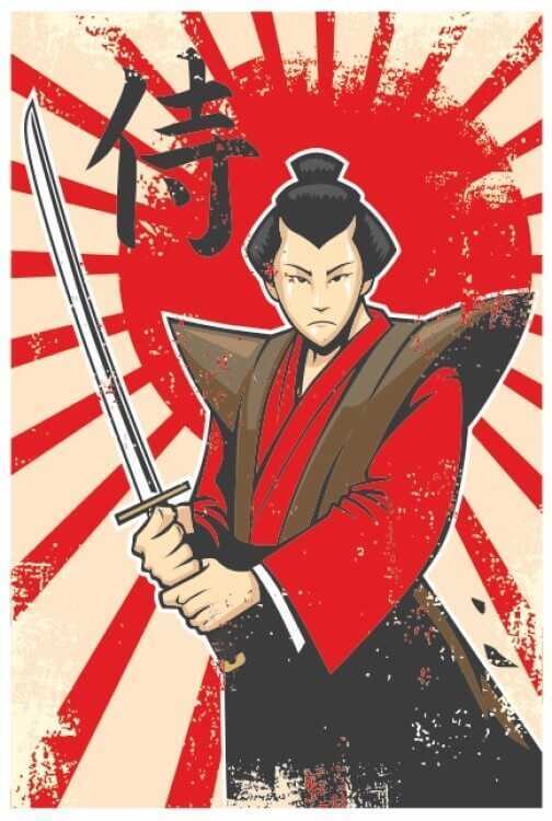 Samuray Retro Vintage Ahşap Poster