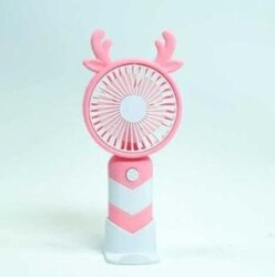 Şarjlı El Fanı Pembe Beyaz Geyik Kulaklı - DB Fan