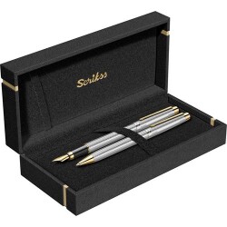 Scrikss 722W Balıksırtı Dolma - Tükenmez Kalem Gold Krom - Scrikss