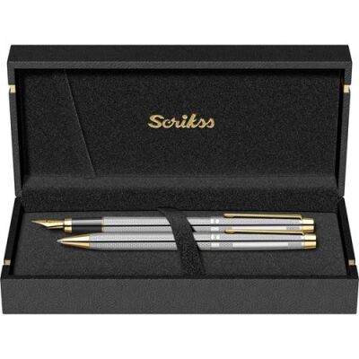 Scrikss 722W Balıksırtı Dolma - Tükenmez Kalem Gold Krom - 2