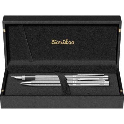 Scrikss 722W Dolma Kalem - Tükenmez Kalem Takım Krom - 2