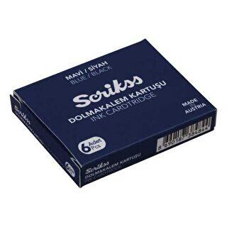 Scrikss Dolmakalem Kartuşu Mavi-Siyah 6 Lı Paket - 1