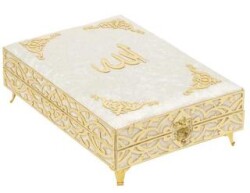 Sema Serisi Kadife Kaplamalı Ahşap Plaket Kutu + Orta Boy Arapça Kadife Kuran + Taşıma Çantası Hediy - Furkan Neşriyat