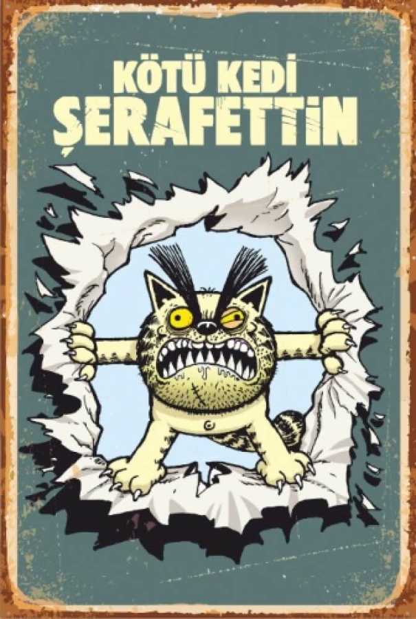 Şero Kötü Kedi Şeraffettin Retro Vintage Ahşap Poster