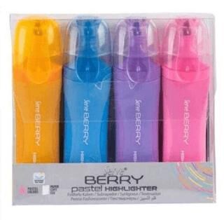 Serve Berry Fosforlu Kalem Pastel Renk 4`lü - 1