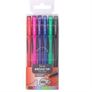 Serve Broad Tip Fineliner 08 Karma Pet 6Lı Blister - 1