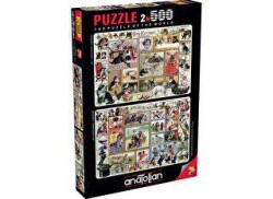 Anatolian Puzzle 2 x 500 Parça Sevimli Kediler Komik Köpekler - Anatolian
