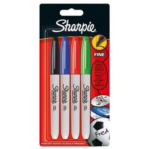 Sharpie Fine Permanent Markör Standart Renkler 4Lü Blister - Sharpie