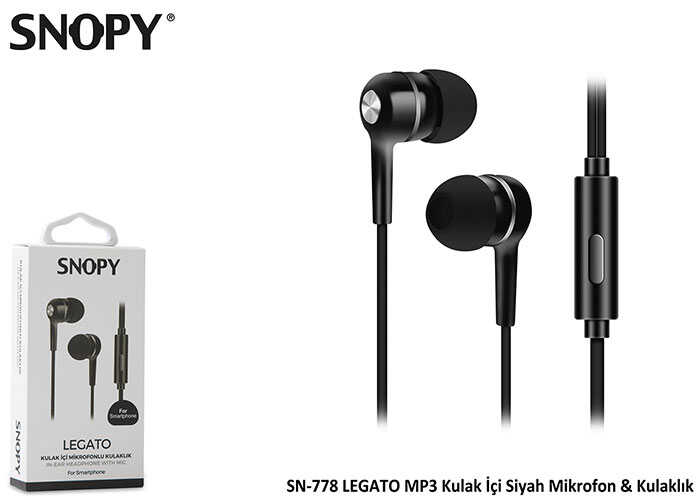 Snopy SN-778 LEGATO MP3 Kulak İçi Siyah Mikrofon - Kulaklık