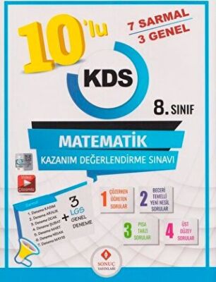 Sonuç Yayınları 8. Sınıf 10`lu Matematik Kazanım Değerlendirme Sınavı - 1