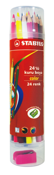 Stabilo Color Kuru Boya 24 Renk Plastik Tüp Kalemtıraş Hediyeli