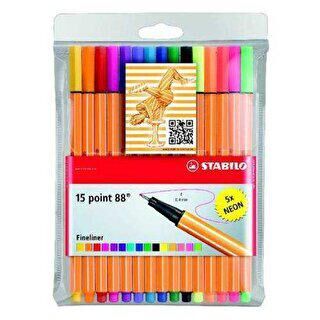 Stabilo Point 88 Keçeli Kalem Floresan Renk 15`li Askılı Paket - 1