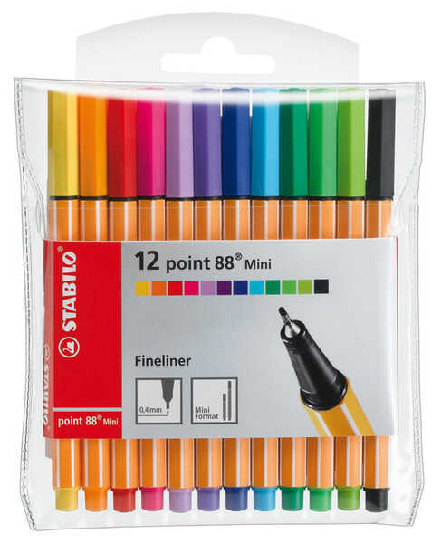 Stabilo Point 88 Keçe Uçlu Kalem Mini 12 Renk Askılı Paket